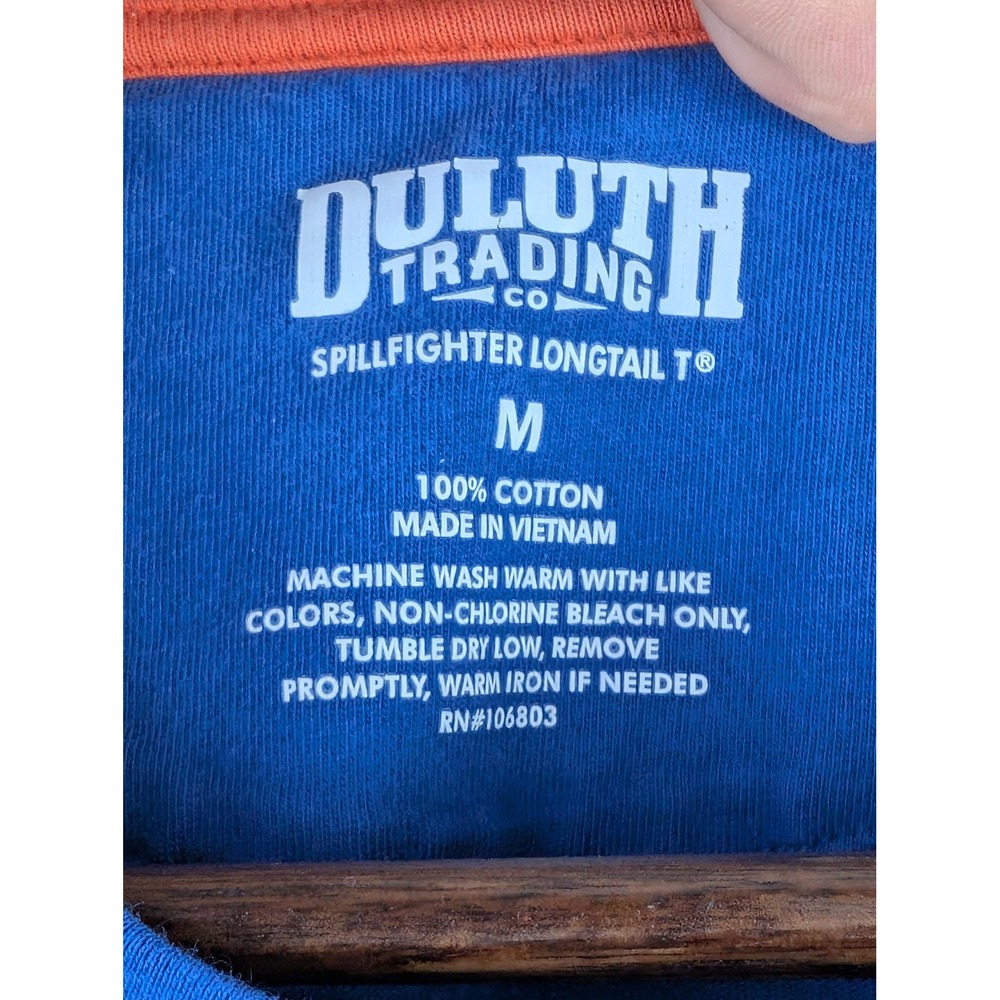Duluth Trading Co Spillfighter Longtail T Shirt Mens M Blue Long Sleeve 73282 - Picture 3 of 9